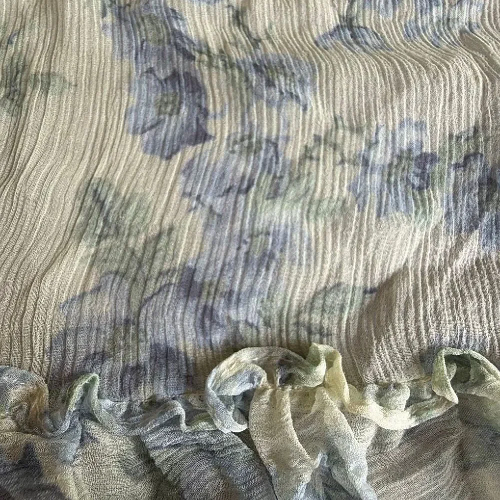Ralph Lauren Sample Silk Crinkle Scarf Blooming Florals Country